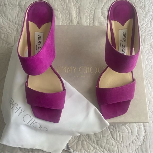 Jimmy Choo Magenta Suede Stilettos - Picture 8 of 10